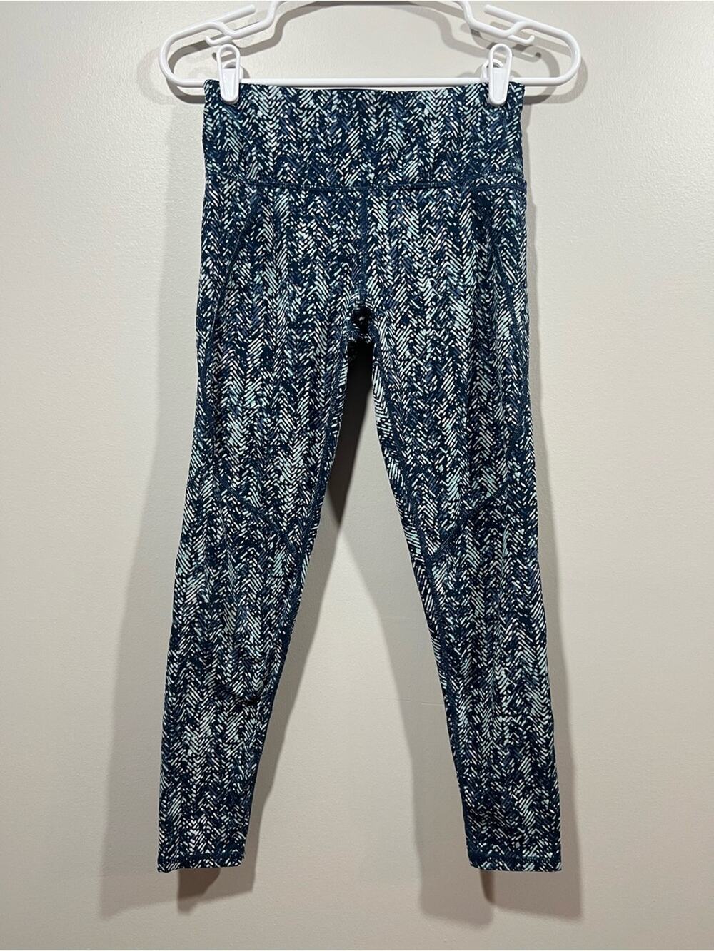 Sweaty Betty Power Navy and White Patterned High-Waist 7/8 Leggings XS
